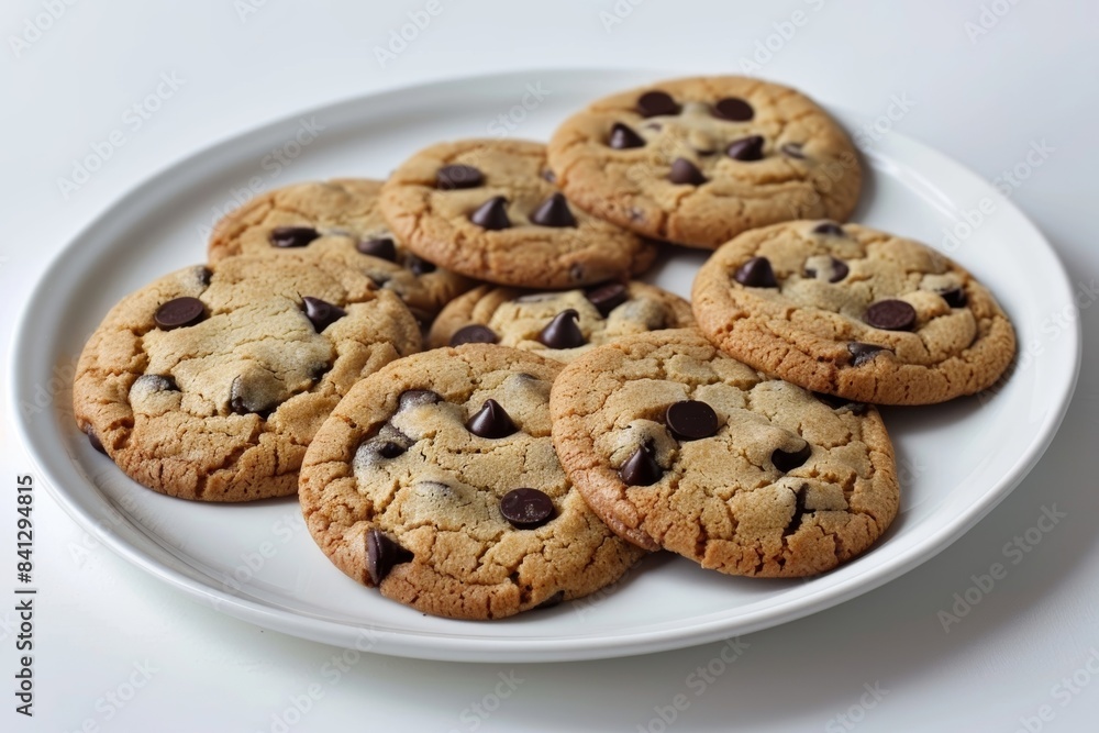 Pristine White Platter of Exquisite Aroma Chocolate Chip Cookies Pristine White Platter of Exquisite Aroma Chocolate Chip Cookies