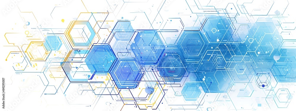 Obraz premium Abstract background with hexagons and digital connections on white background vector illustration