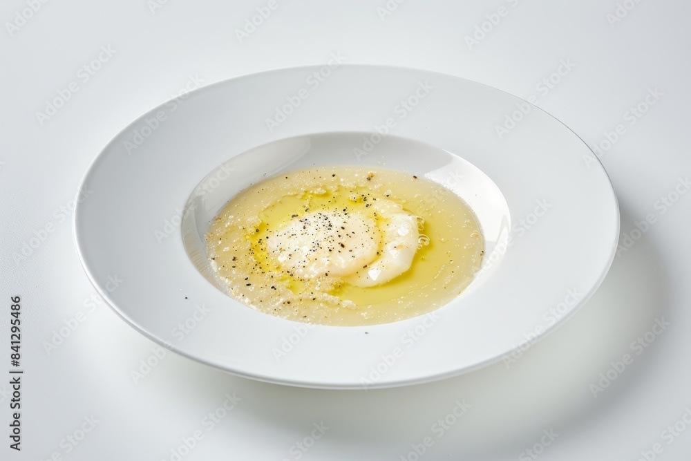 Savory and Velvety Basic Beurre Blanc Sauce in White Porcelain Savory and Velvety Basic Beurre Blanc Sauce in White Porcelain