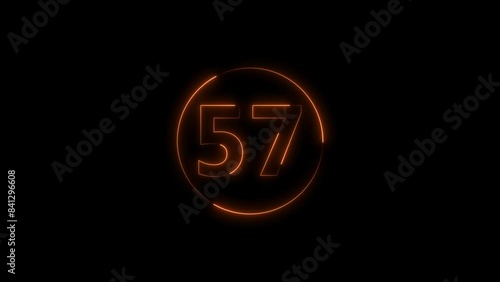 Wallpaper Mural Fifty seven neon light orange color number animation. Colorful circle Black background 4k video Torontodigital.ca