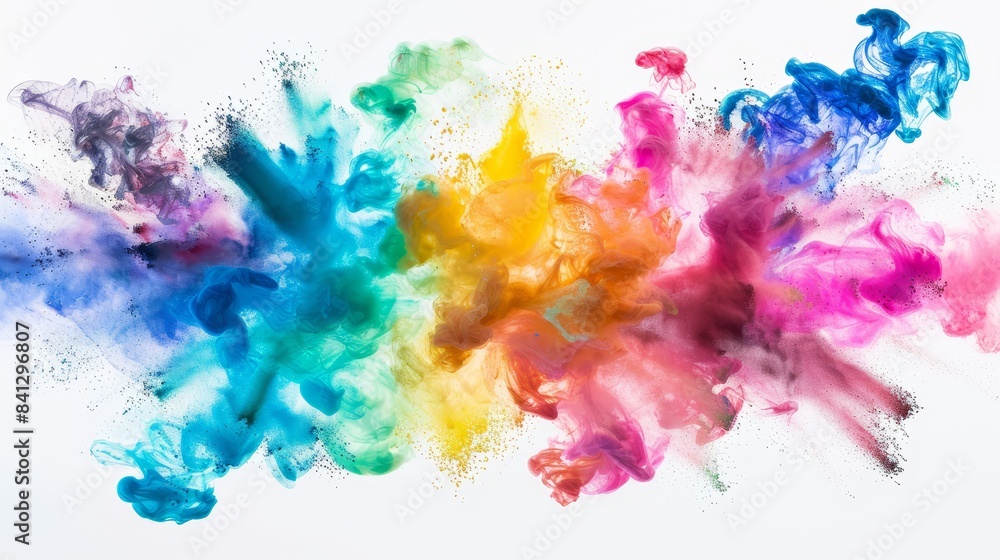 Colorful smoke effect with vibrant hues of yellow, pink, purple, blue, and green on white background. Dreamy and artistic design. Colorful smoke effect with vibrant hues of yellow, pink, purple, blue, and green on white background. Dreamy and artistic design.