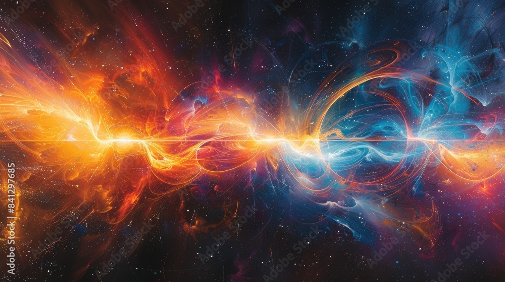 Ethereal streaks of light intersecting on a dark background. Ethereal streaks of light intersecting on a dark background.