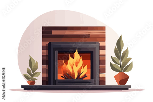 modern fireplace vector flat minimalistic isolated vector style illustration