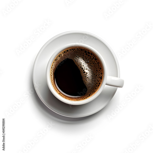 Black Coffee cup top view isolated on a white background
