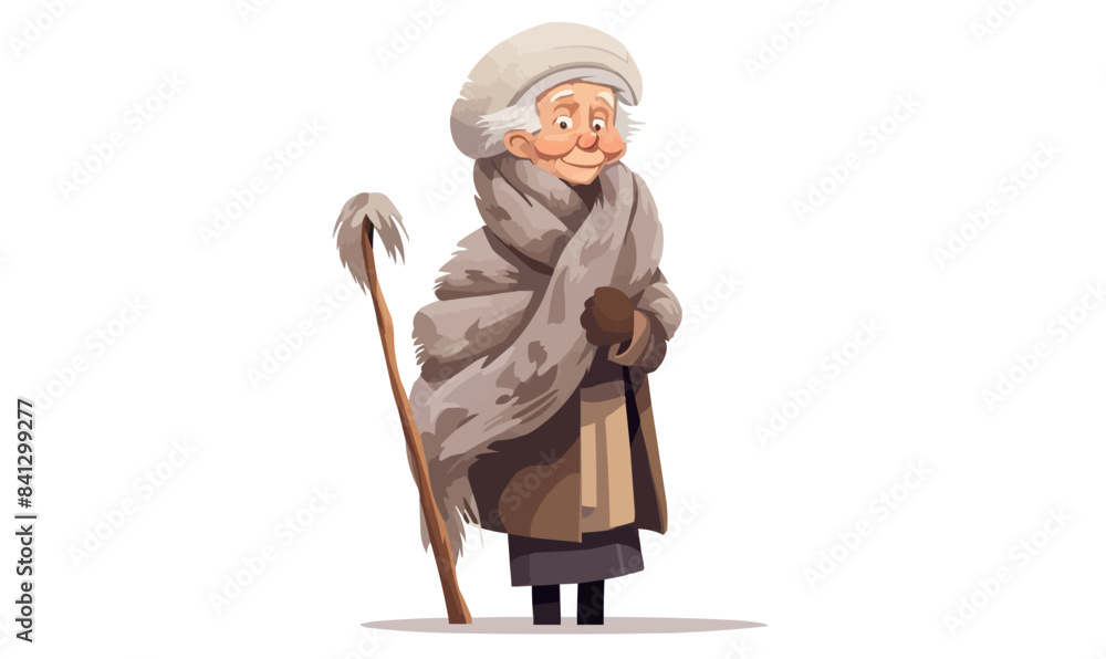 old woman waring cosy winter clothes isolated vector style on isolated background illustration old woman waring cosy winter clothes isolated vector style on isolated background illustration