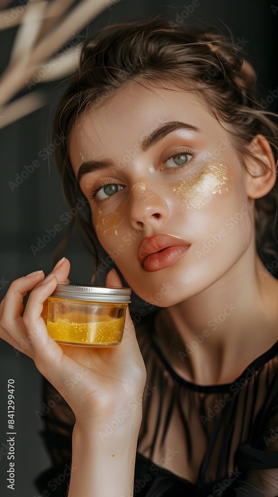 Beautiful smiling young woman with clean skin holding facial essential oil or serum with dropper, rejuvenation and skin care, white background