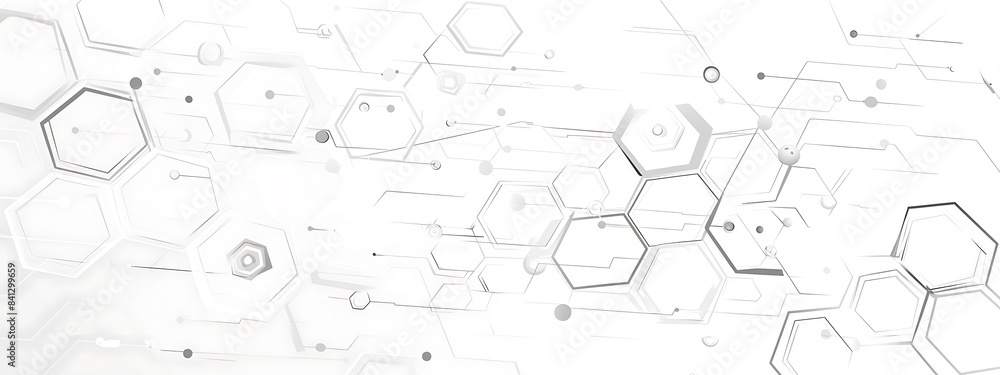 Abstract background with hexagons and digital connections on white background vector illustration