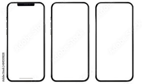 【PNG透過】スマホ端末のフレーム素材3種　黒