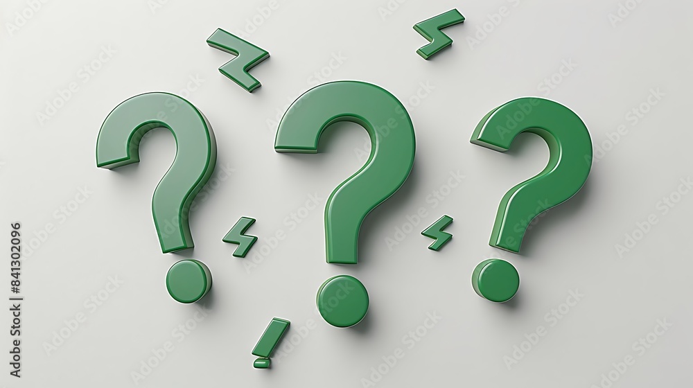 Three green question marks isolated on a white background Three green question marks isolated on a white background