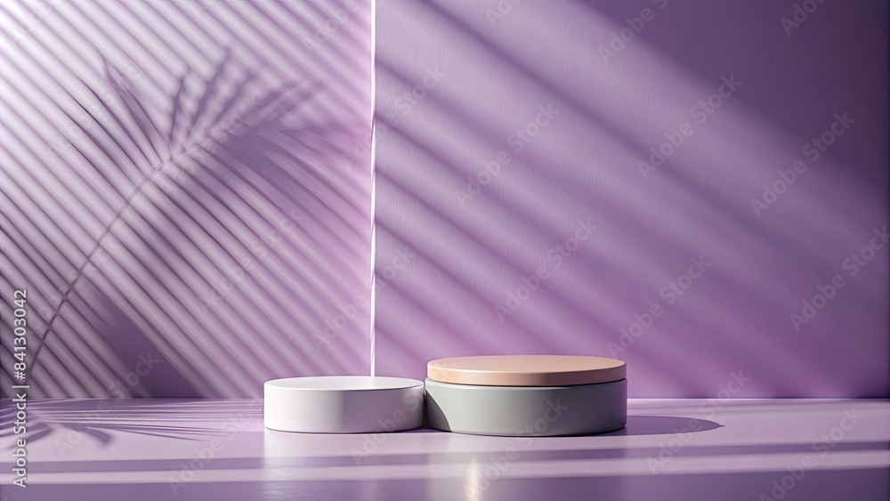 Minimalist purple pedestal with soft lighting. Minimalist purple pedestal with soft lighting.