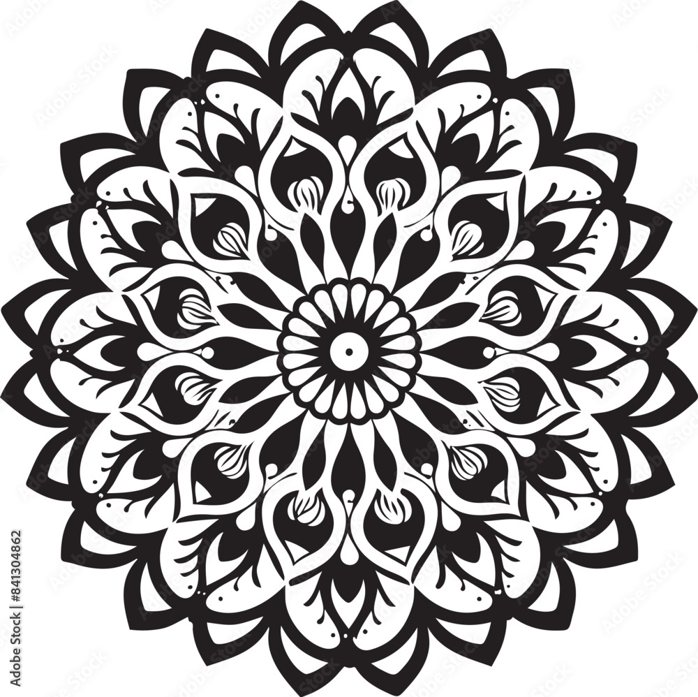 Monochrome ethnic Mandala vector isolated on a white background Monochrome ethnic Mandala vector isolated on a white background