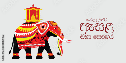 Kandy Esala Perahera. Sri Lanka. kanday Dalada Kingdom. Sri Lanka traditional perahara. Vector Art. 