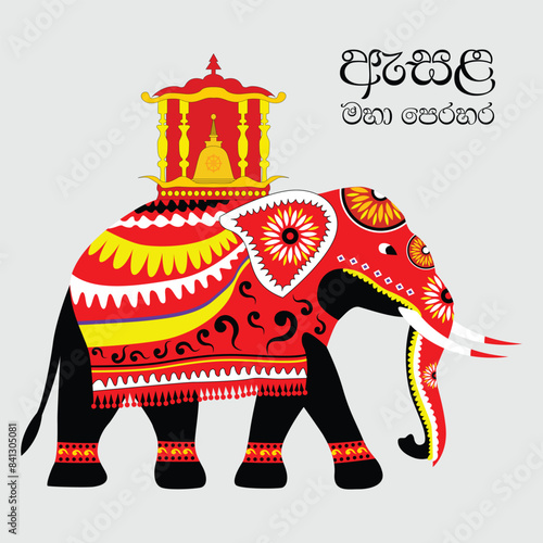 Kandy Esala Perahera. Sri Lanka. kanday Dalada Kingdom. Sri Lanka traditional perahara. Vector Art. 