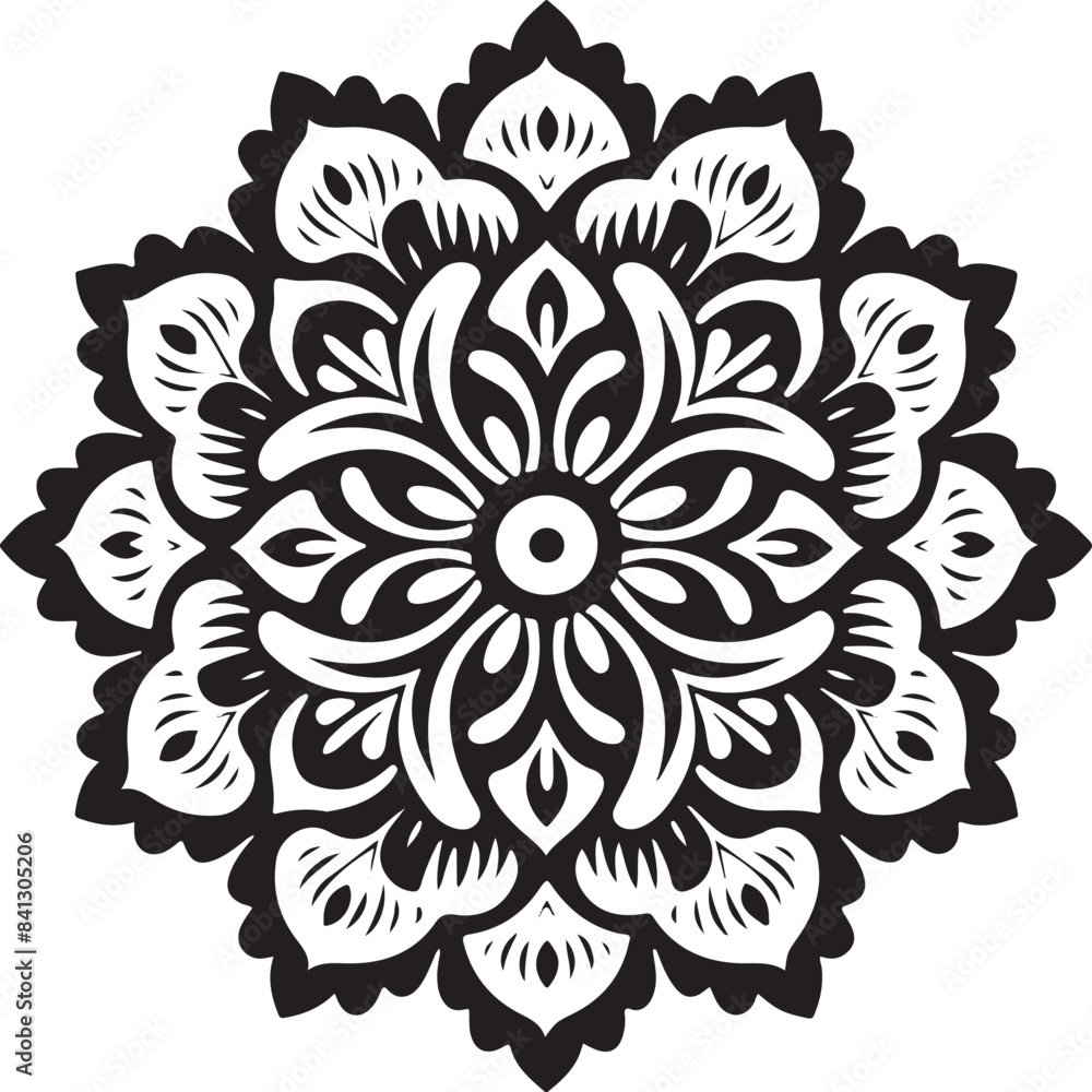 Monochrome ethnic Mandala vector isolated on a white background Monochrome ethnic Mandala vector isolated on a white background