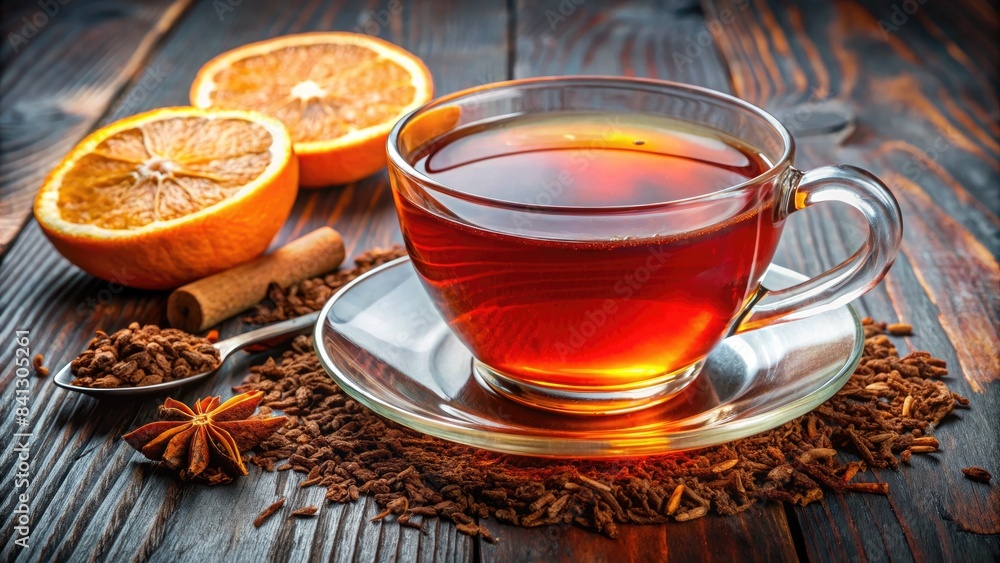 Cup of spiced tea with orange slices and spices. Cup of spiced tea with orange slices and spices.