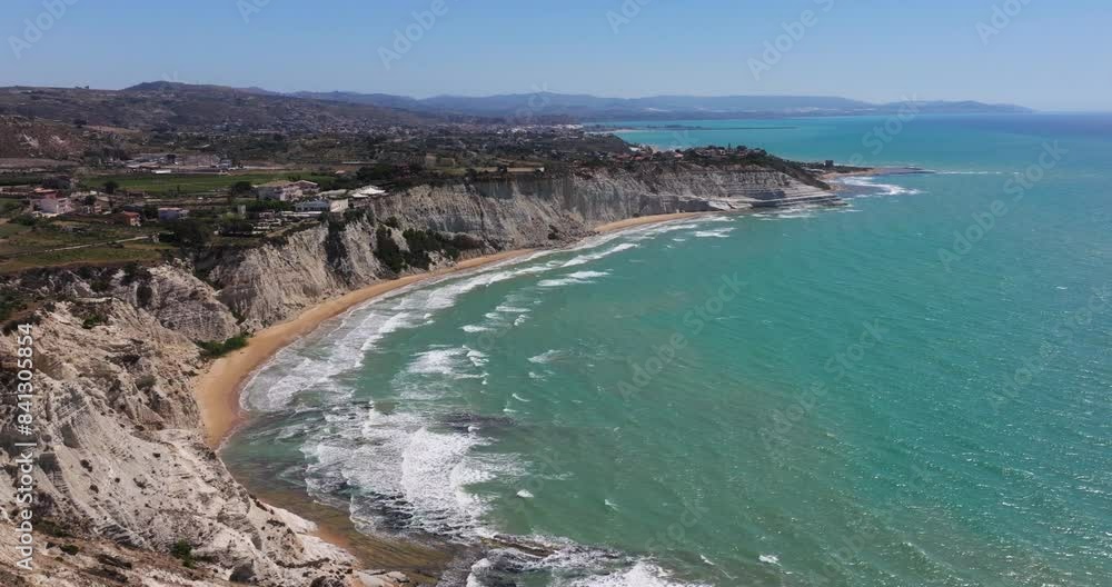 Beautiful Aerial View above Stair of the Turks - Famous Rocky Cliffs in Sicily Beautiful Aerial View above Stair of the Turks - Famous Rocky Cliffs in Sicily