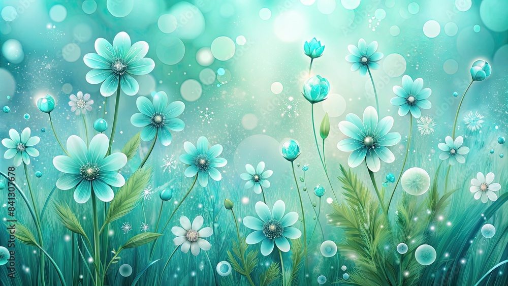 Abstract floral background with turquoise flowers. Abstract floral background with turquoise flowers.