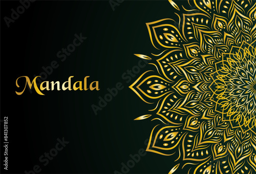 Elegant ornamental mandala background design with gold color