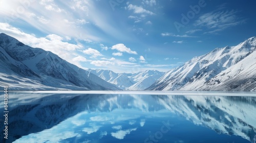 Wallpaper Mural A mirage of a peaceful serene lake surrounded by snowcapped mountains. Torontodigital.ca