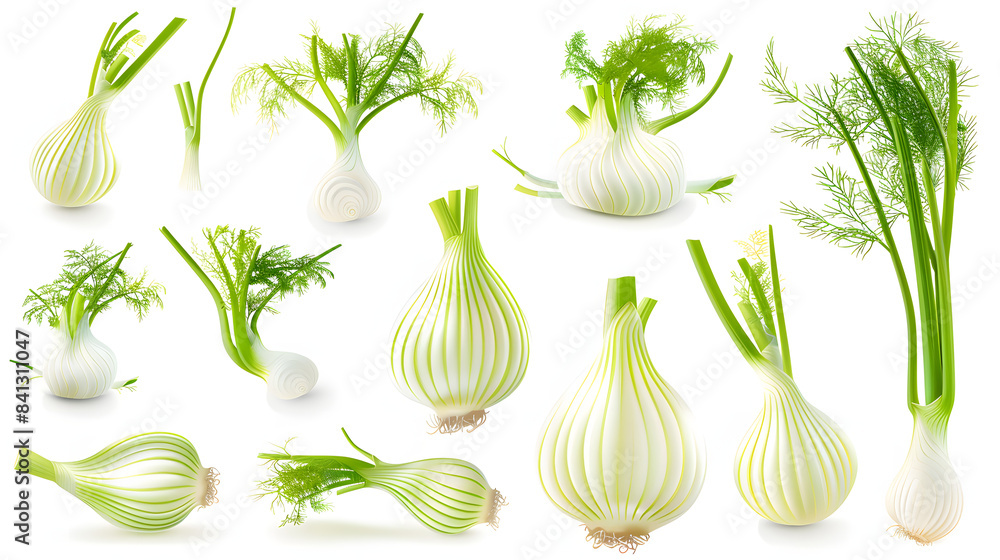 Fennel isolated. Fennel on the white background. Fennel isolated. Fennel on the white background.