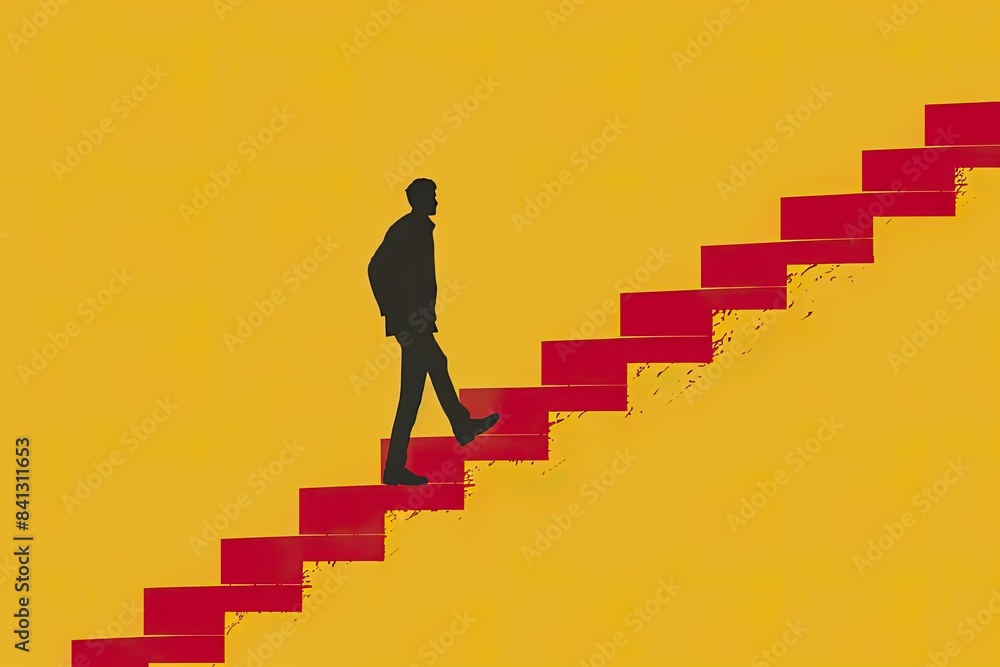 Silhouette of Man Climbing Stairs Silhouette of Man Climbing Stairs