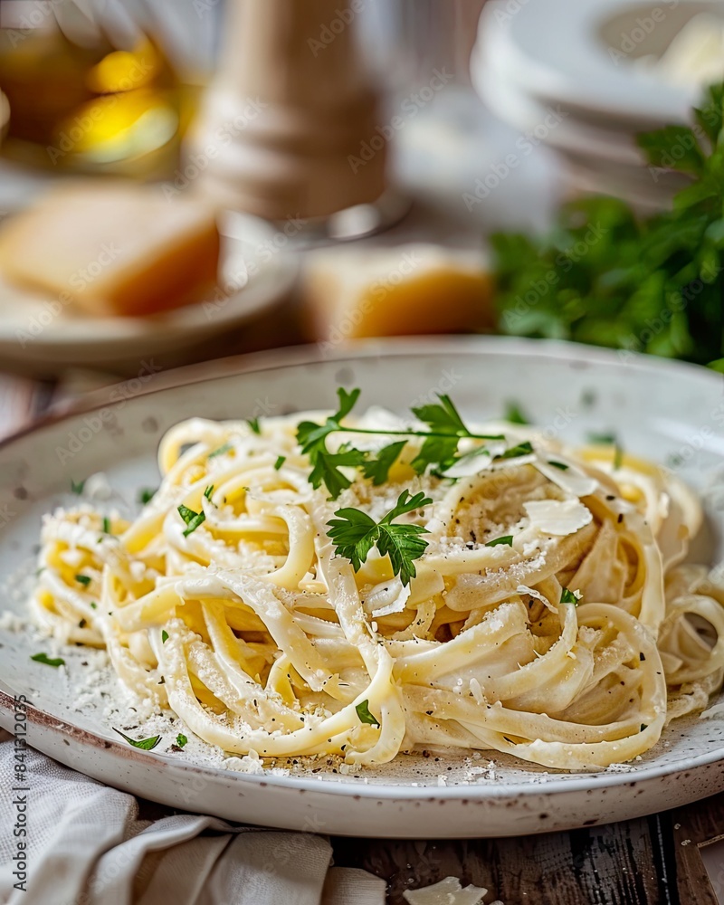 Creamy Fettuccine Alfredo with Parsley Creamy Fettuccine Alfredo with Parsley