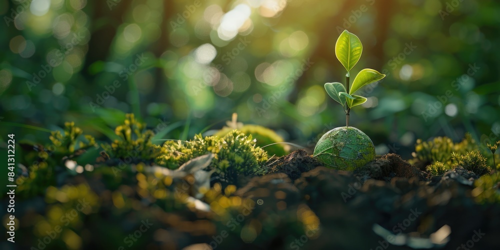 A small green plant growing out of the earth, surrounded by soil and possibly some rocks A small green plant growing out of the earth, surrounded by soil and possibly some rocks