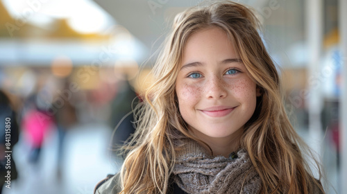 Wallpaper Mural portrait of a smiling teenage girl, school in background Torontodigital.ca