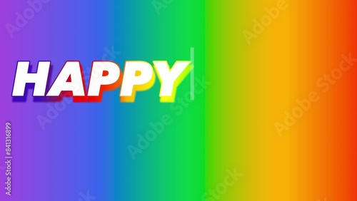 Happy Pride Month Celebrate test on rainbow background. Lgbt, lgbtq, lgbtqia, gay and lesbian pride background.