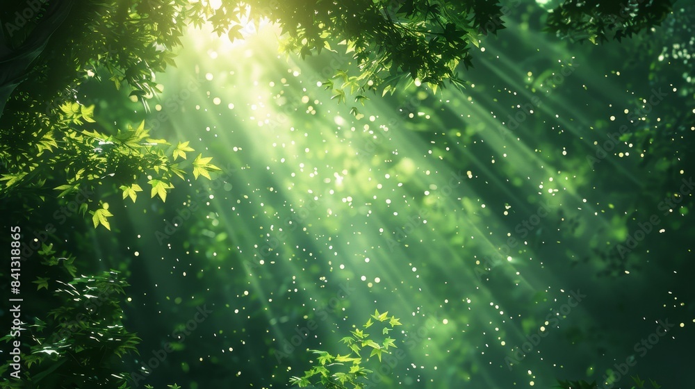 Illustrate a lush forest canopy seen from a birds-eye view Illustrate a lush forest canopy seen from a birds-eye view