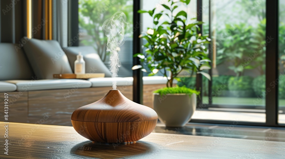 Modern home interior with a diffuser and greenery Modern home interior with a diffuser and greenery