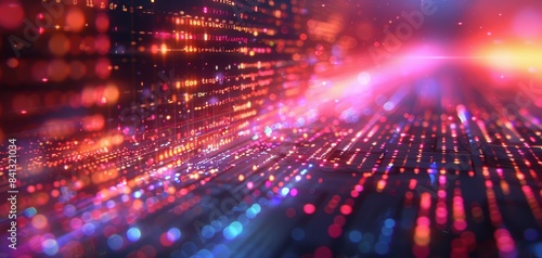 Wallpaper Mural Abstract digital background with glowing lights and colorful pixels, creating a futuristic and dynamic visual experience. Torontodigital.ca