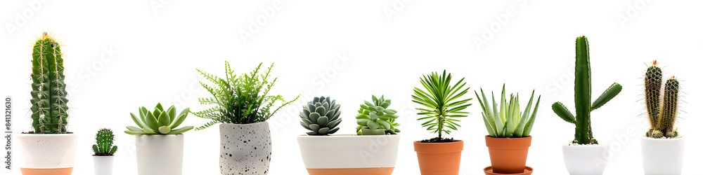 Collection of various indoor plants in pots isolated on a white background Collection of various indoor plants in pots isolated on a white background