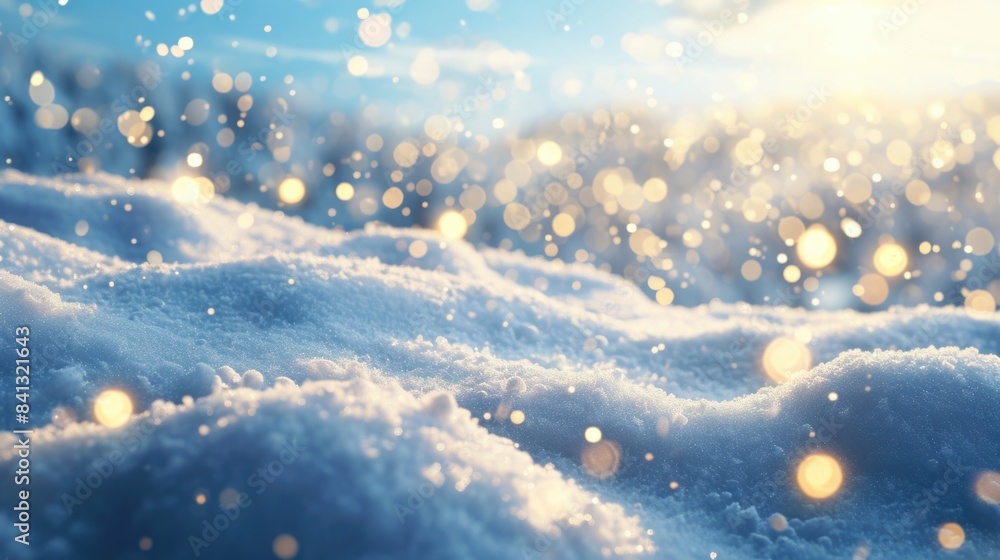 Fototapeta premium A snowy landscape with a vast expanse of white snow, perfect for winter scenes and outdoor activities