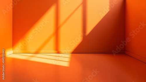 3d orange wall with window shadow in minimal style background for product display