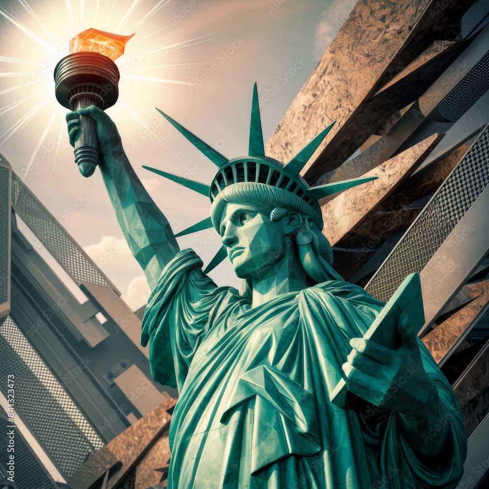 Fototapeta premium Modern Abstract 3D Render of the Statue of Liberty
