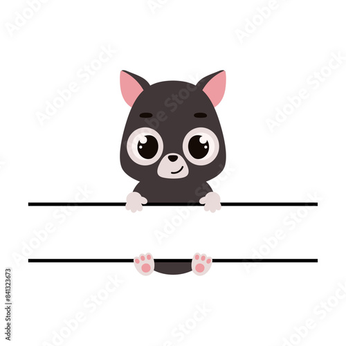 Cute Tasmanian devil split monogram. Funny cartoon character for shirt, scrapbooking, greeting cards, baby shower, invitation. Bright colored childish stock vector illustration