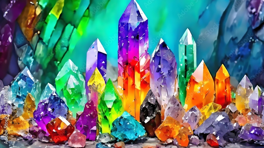 Natural stones, clusters, gemstones, paint, art, texture, color ...
