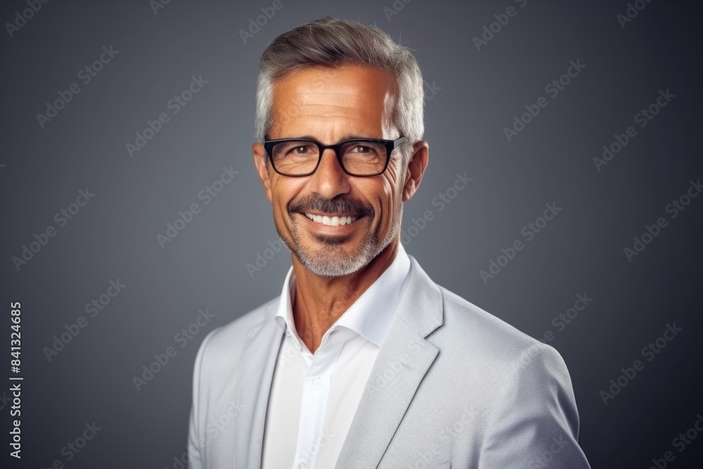 A man wearing a suit and glasses smiling directly into the camera, suitable for business or professional uses A man wearing a suit and glasses smiling directly into the camera, suitable for business or professional uses