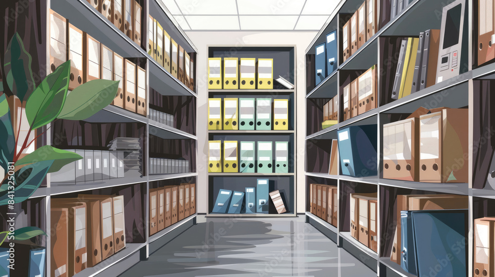 Technology-Enhanced Document Archive Room in Contemporary Office Technology-Enhanced Document Archive Room in Contemporary Office