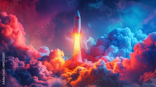 Rockets igniting with powerful blast, Pop Art, Bold primary colors, Illustration, Retro design and stylized action 8K , high-resolution, ultra HD,up32K HD