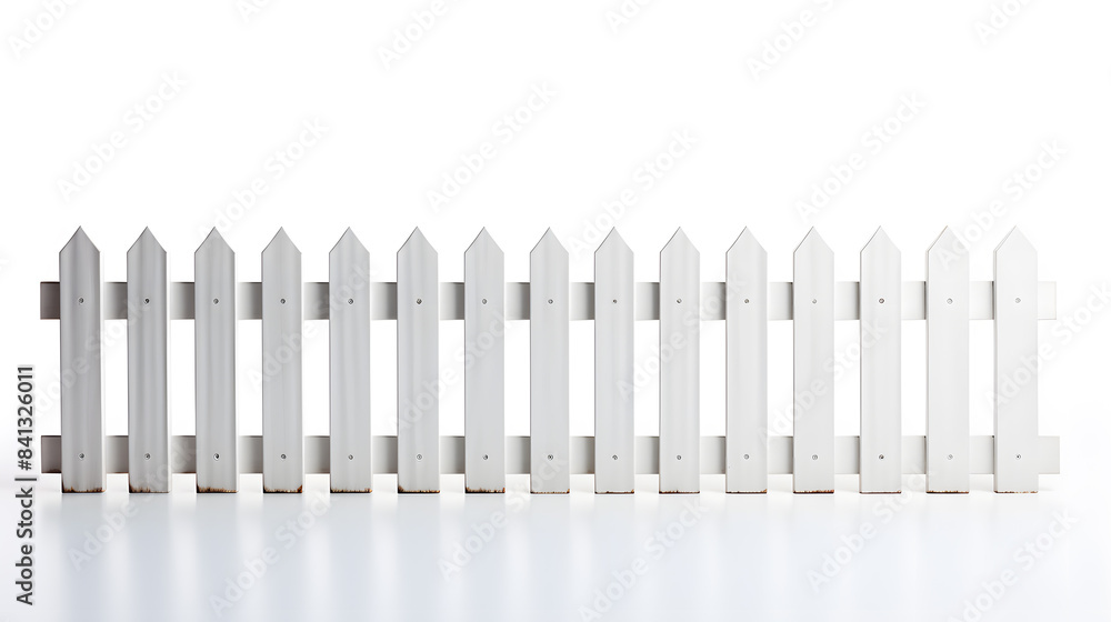 White picket wooden fence outdoors isolated on white background White picket wooden fence outdoors isolated on white background