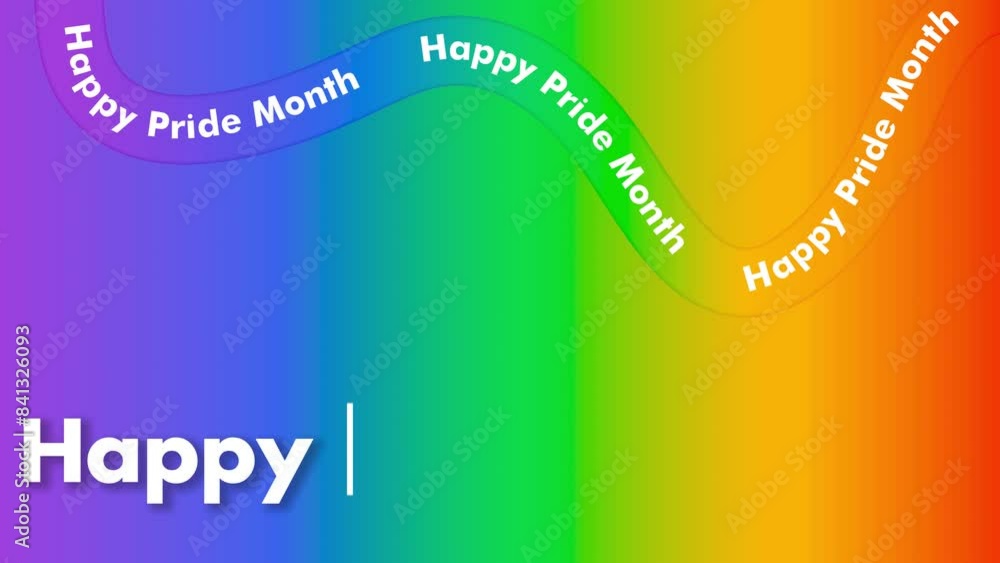 Happy Pride month text animation with 3d rainbow color ribbon on rainbow background Happy Pride month text animation with 3d rainbow color ribbon on rainbow background