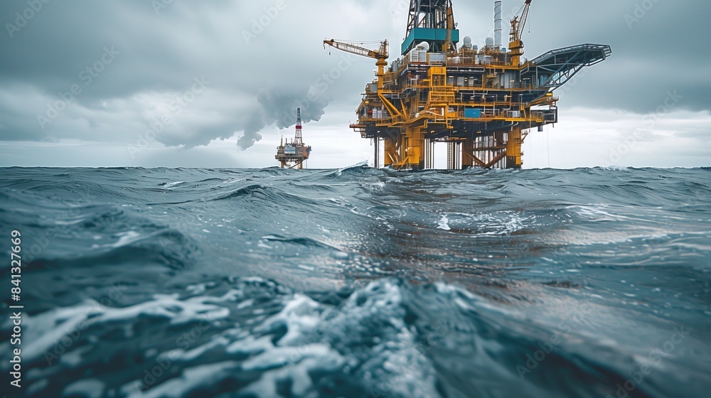 Offshore Oil Rigs in Stormy Weather. Offshore oil rigs during stormy ...