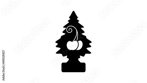 air freshener with cherry, black isolate silhouette
