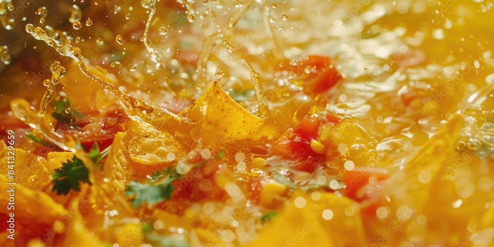 A close-up view of a bowl of hot soup with water splashing out, perfect for use in stories about meals or daily routines A close-up view of a bowl of hot soup with water splashing out, perfect for use in stories about meals or daily routines
