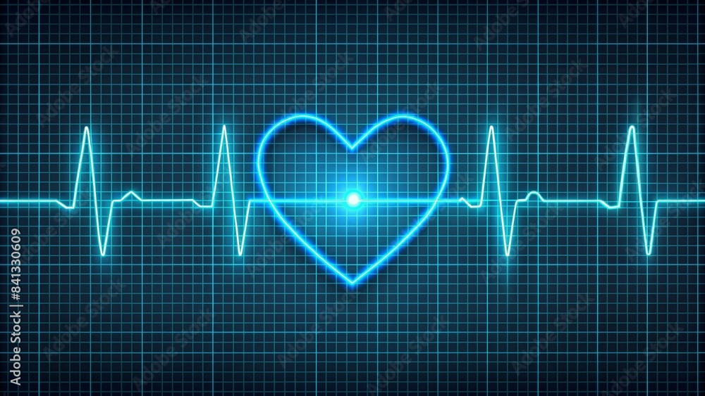 Naklejka premium Electrocardiograph Representation with Heart Outline