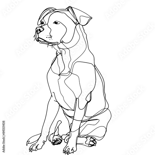abstract Line art Drawing of sitting dog , Hand drawn illustration, dog outline illustration. Cute pets