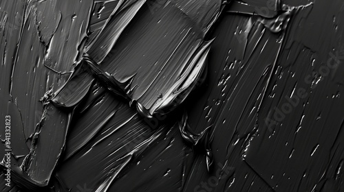 black abstract oil or acrylic paint strokes on canvas texture, background for overlay