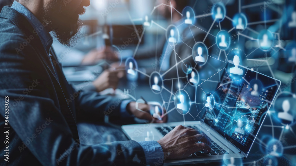 Businessman Using Virtual Network Businessman Using Virtual Network